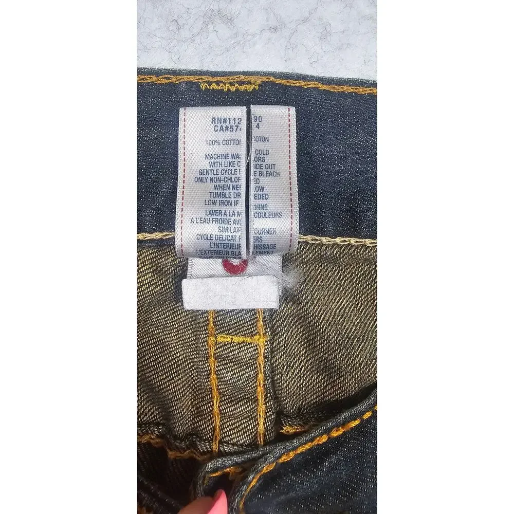 True Religion Men's Dark Wash Contrast Stitch Jeans Size 34 USA Made